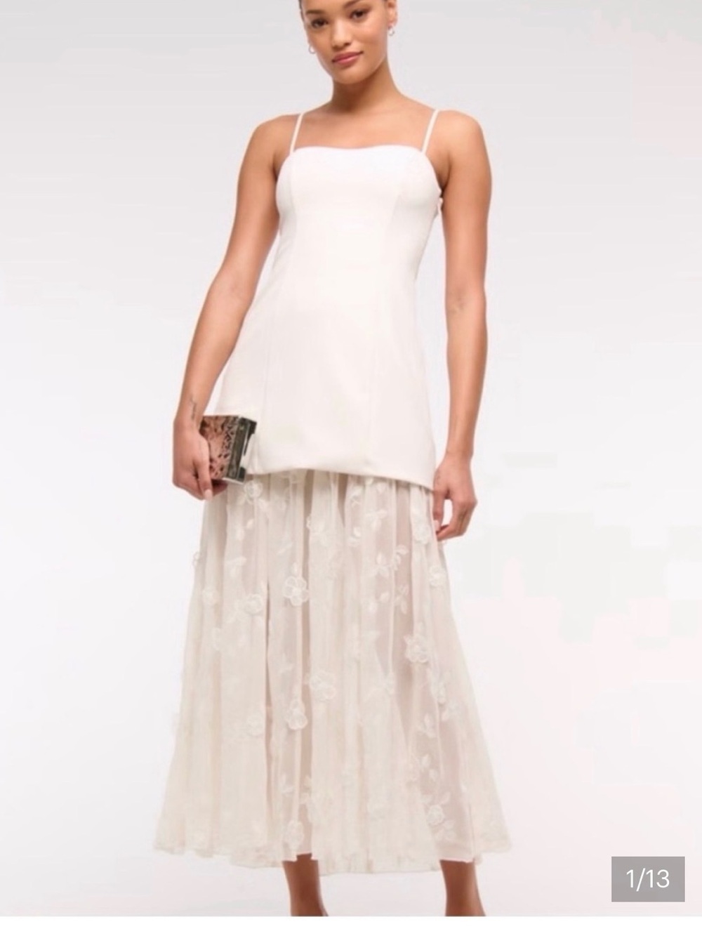 Abercrombie & Fitch Cream Lace Overlay Spaghetti Strap Dress
